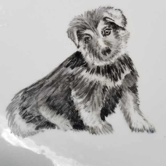 Porcelain? 8Inch Plate Signed Dog Sketch Portrait - Picture 3 of 16